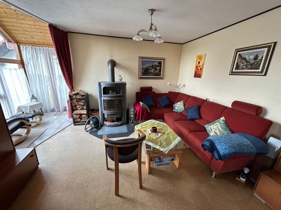 Wohnzimmer mit Kaminofen Einfamilienhaus Elztal